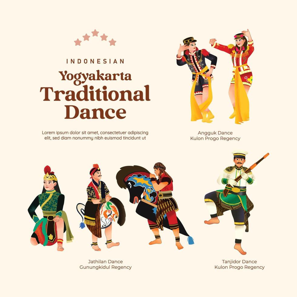 Isolated Indonesian culture Yogyakarta Dance illustration cell shaded style vector