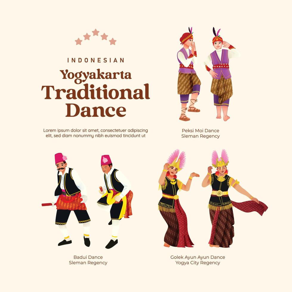 Isolated Indonesian culture Yogyakarta Dance illustration cell shaded style vector