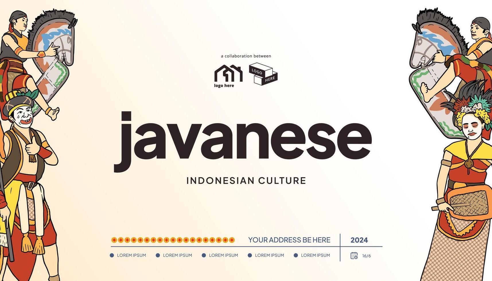 Javanese culture jathilan handdrawn illustration vector