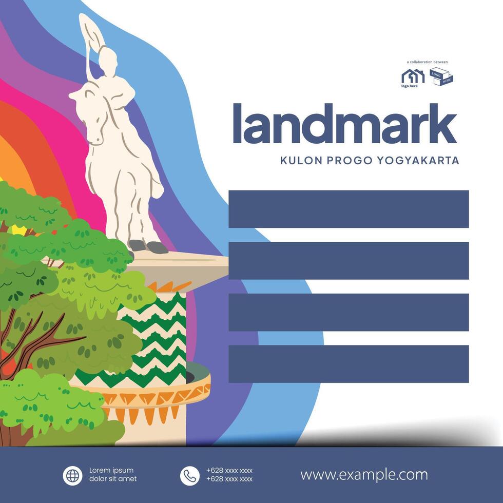 Kulon Progo Yogyakarta city landscape illustration design template vector