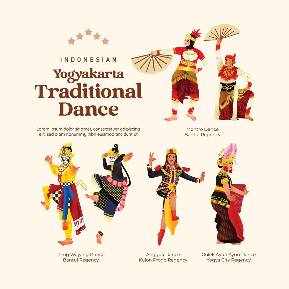 Isolated Indonesian culture Yogyakarta Dance illustration cell shaded style vector
