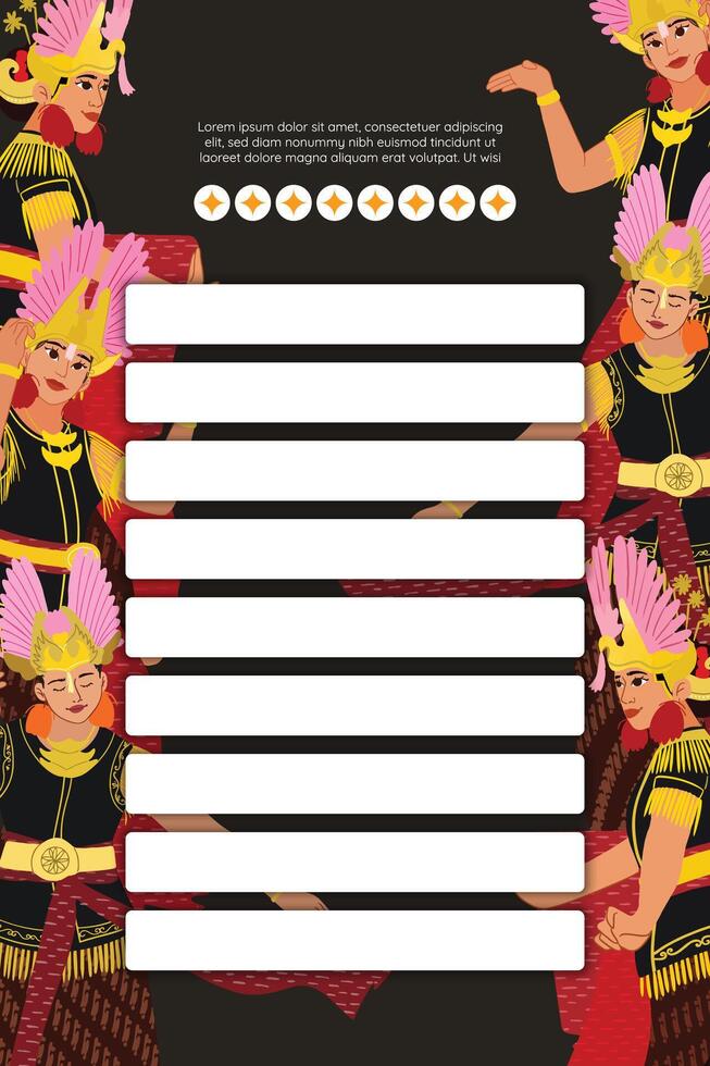 Creative layout idea with Indonesia dancer Javanese Illustration vector