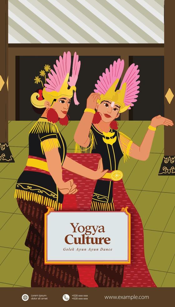 Creative layout idea with Indonesia dancer Javanese Illustration vector
