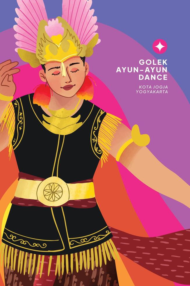 Cell shaded detailed hand drawn illustration of Indonesian Yogyakarta traditional Dancer vector