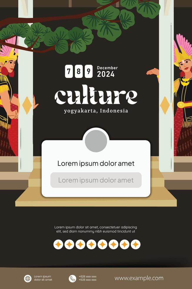 Creative layout idea with Indonesia dancer Javanese Illustration vector