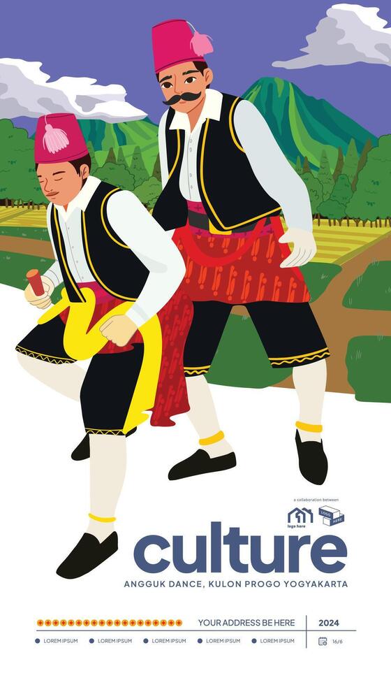 Badui dance Flat design layout idea for tourism event Indonesian culture vector