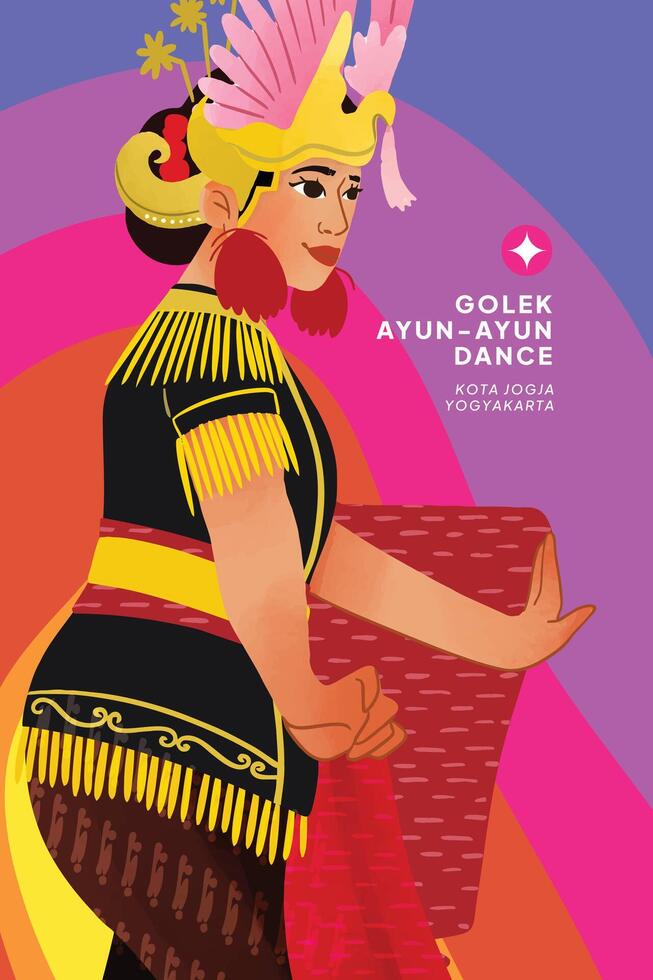 Cell shaded detailed hand drawn illustration of Indonesian Yogyakarta traditional Dancer vector