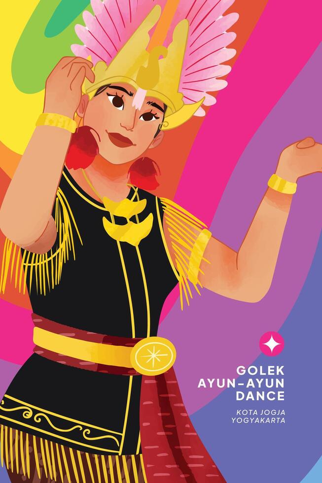 Cell shaded detailed hand drawn illustration of Indonesian Yogyakarta traditional Dancer vector