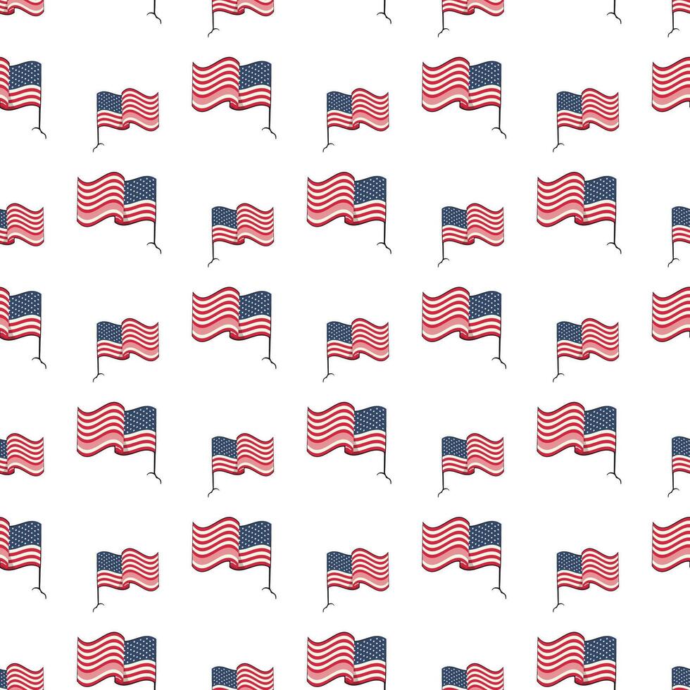 Independence day USA flags seamless pattern vector