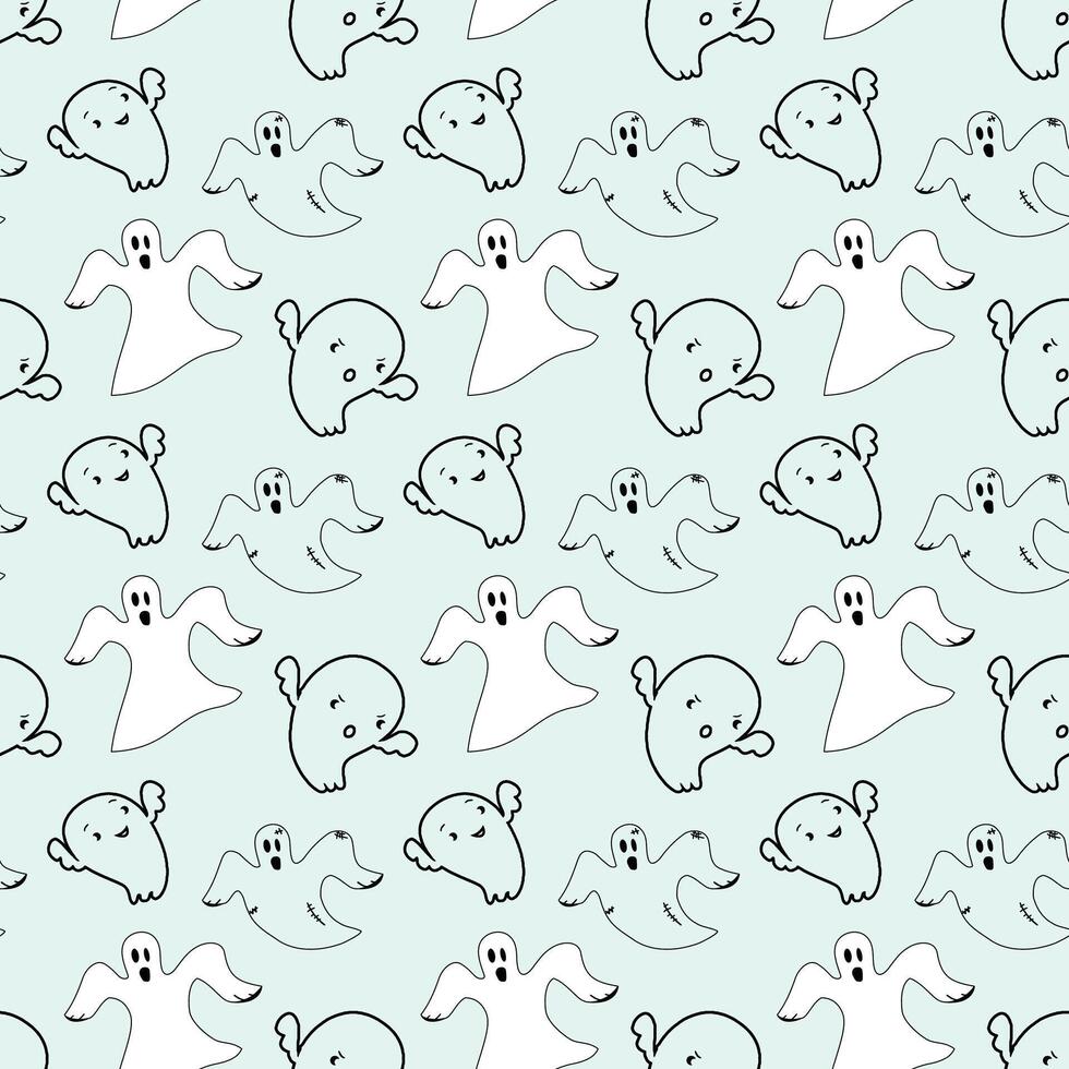 Ghosts Love Sweets Seamless Pattern Design vector