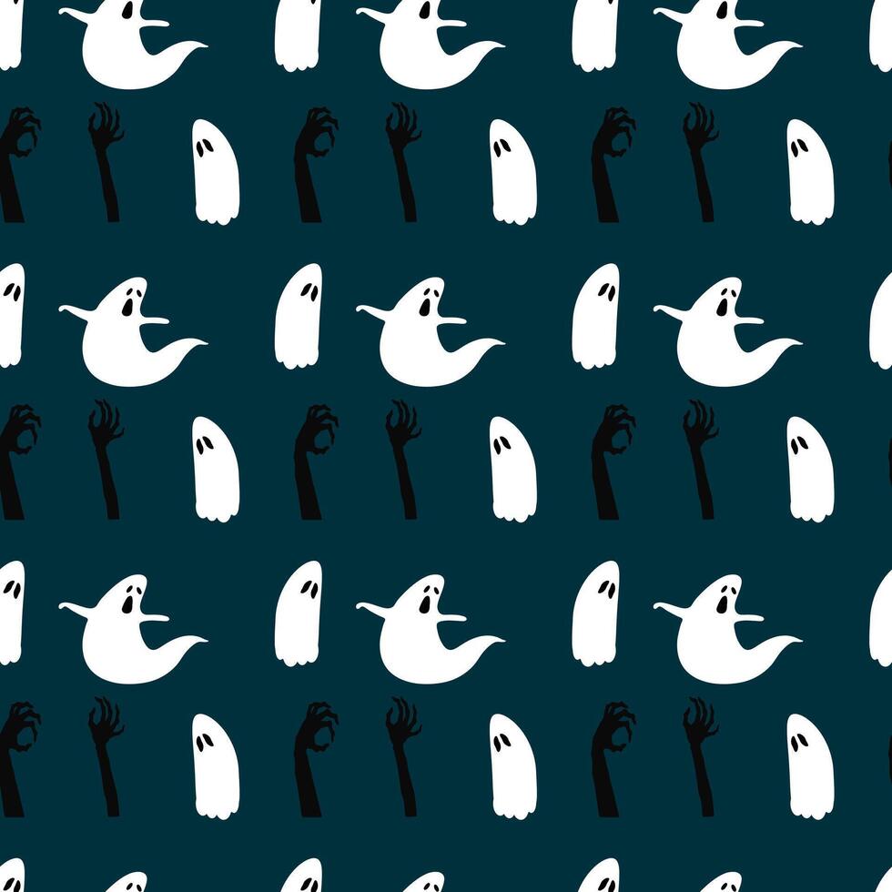 Ghost and Gravestone Seamless Pattern Design vector