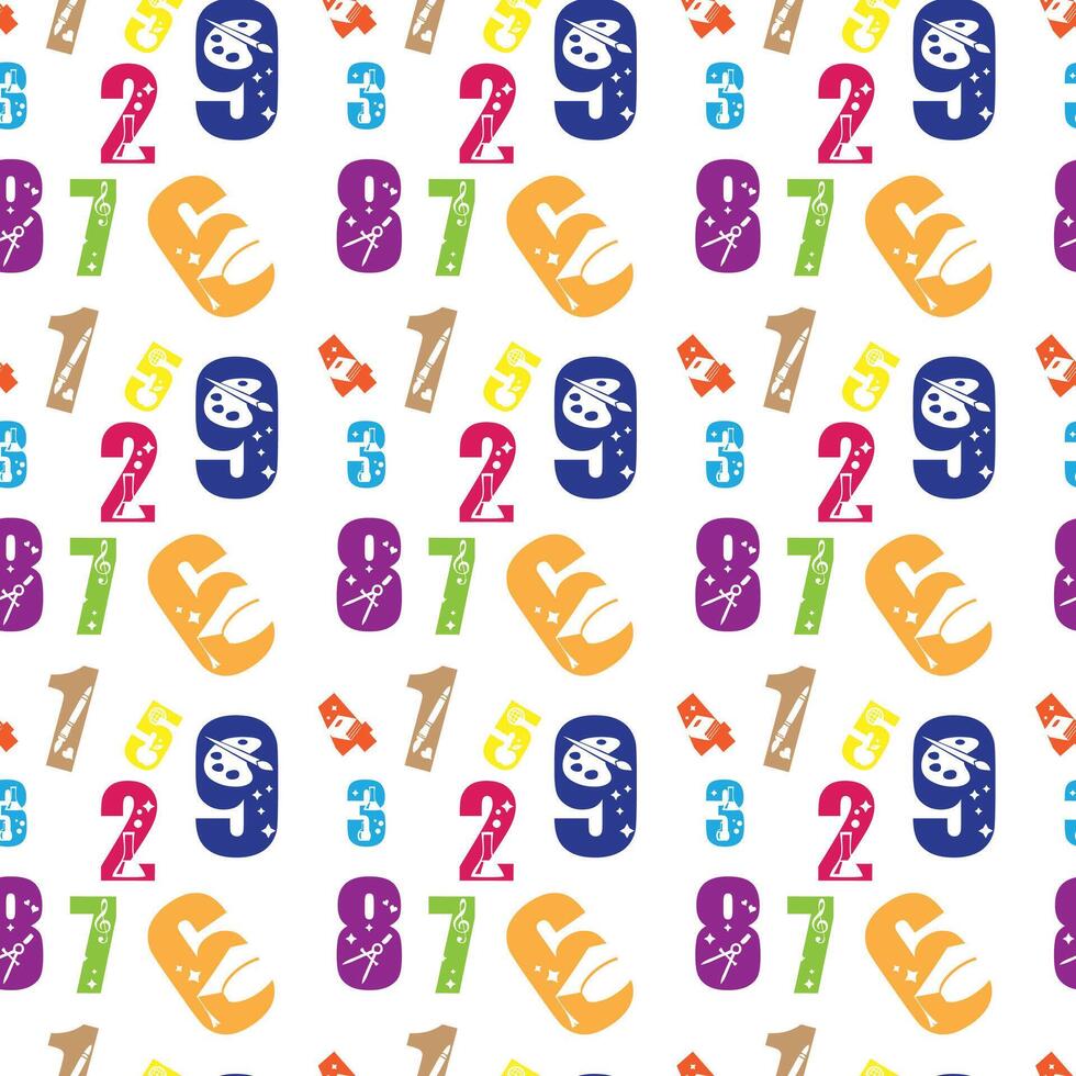 Counting Numbers Seamless Pattern Design vector