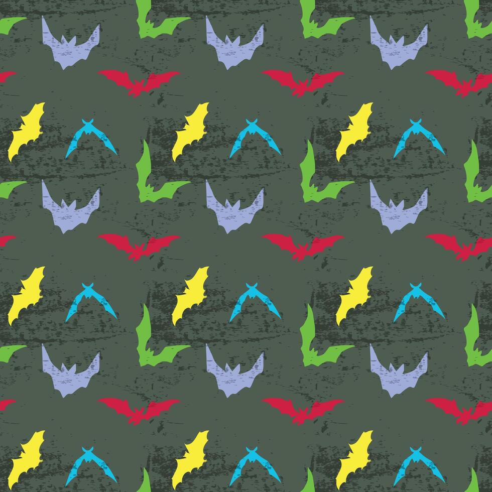 Grunge Bats Seamless Pattern Design vector