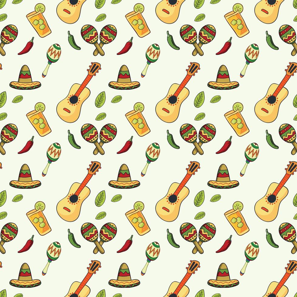 Mexican Culture Seamless Pattern Design vector