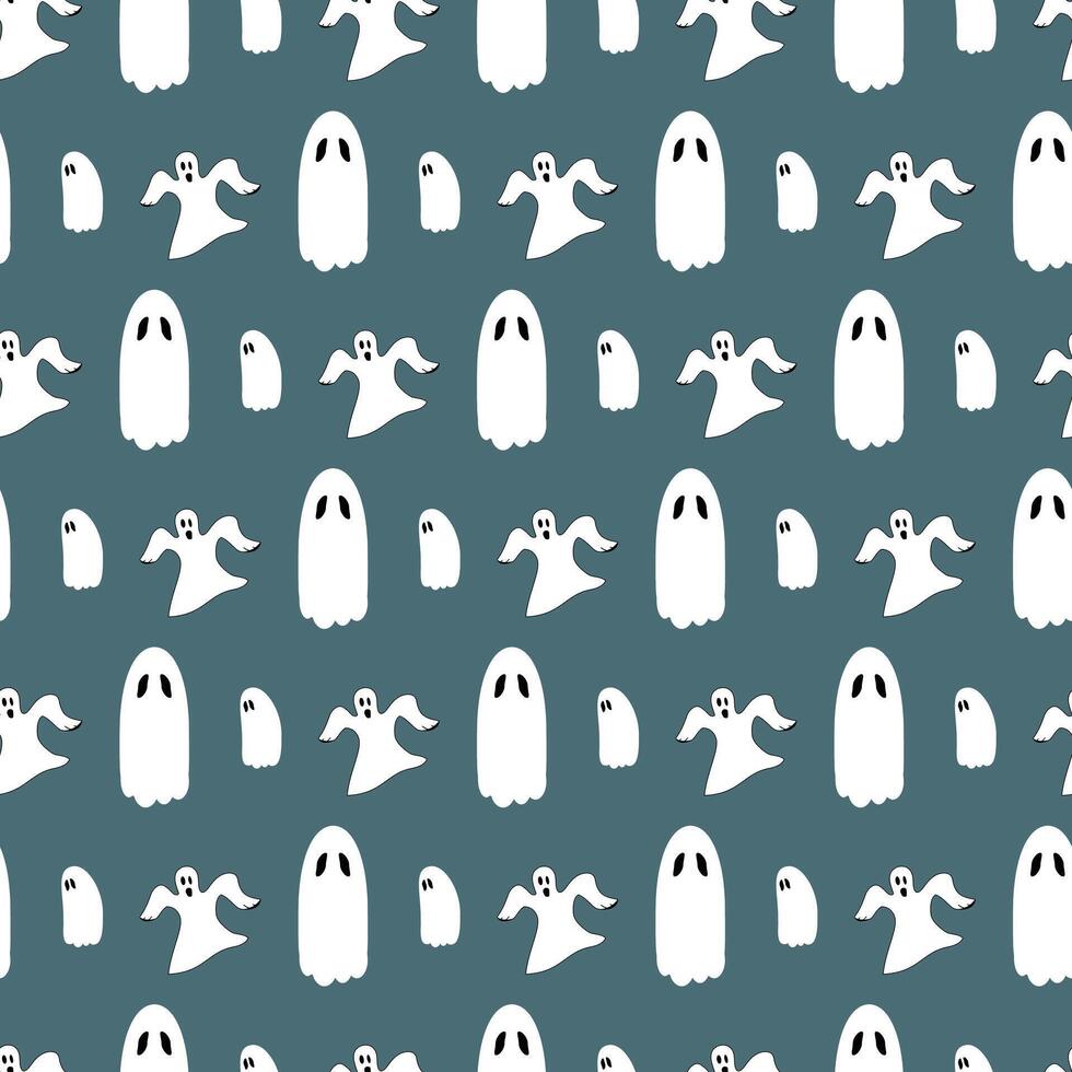 Halloween Ghost Seamless Pattern Design vector