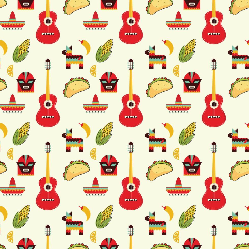 Mexican Party Seamless Pattern Design vector