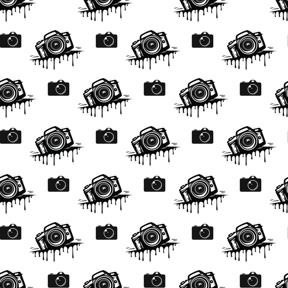 Flash Light Camera Seamless Pattern Design vector