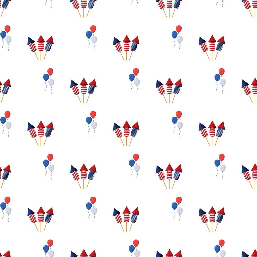 Illustration Seamless Texture with Objects for Independence Day of America vector