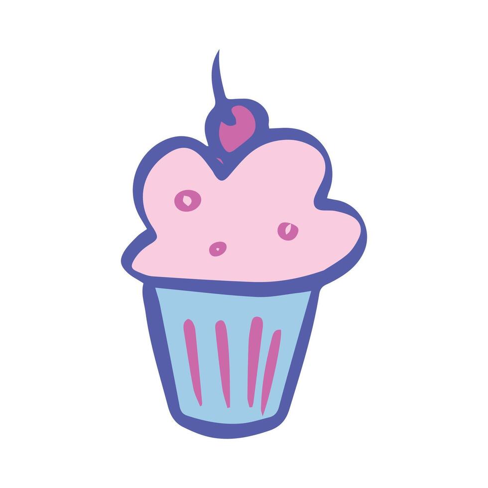 Hand drawn style ice cream illustration on white background vector