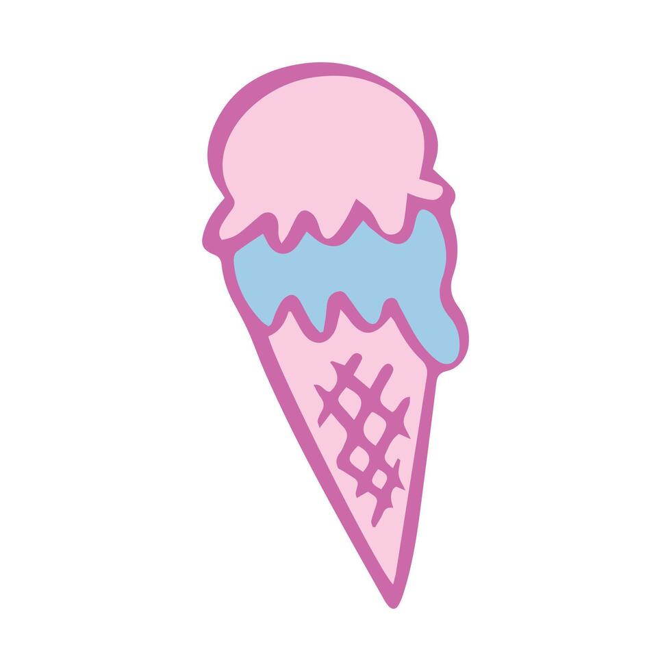 Hand drawn style ice cream on white background vector