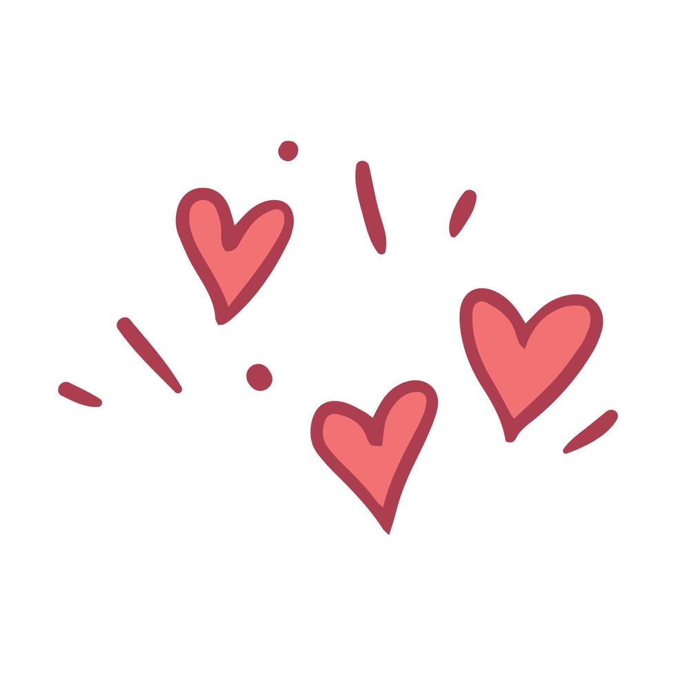 Doodle hand drawn heart drawing on white background vector