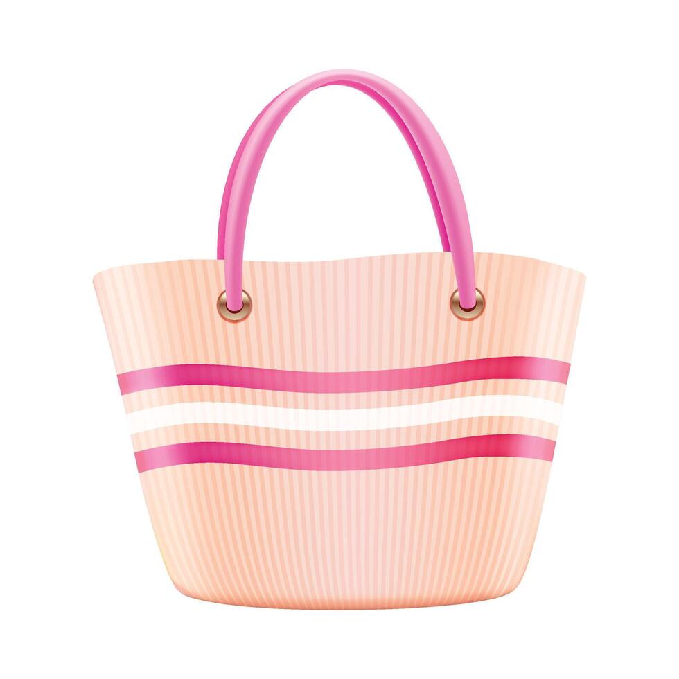Striped beach bag Vacation on the beach illustration isolated on white background vector