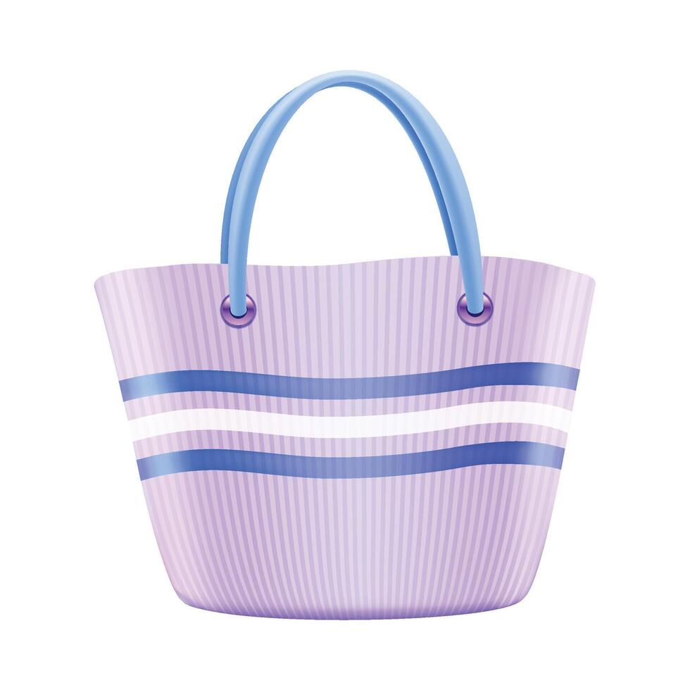 Striped beach bag Vacation on the beach illustration on white background vector