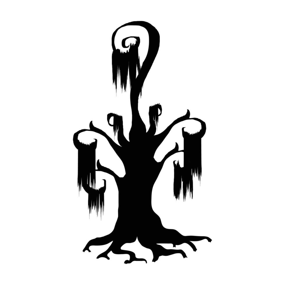 Black silhouettes of spooky halloween dead trees vector
