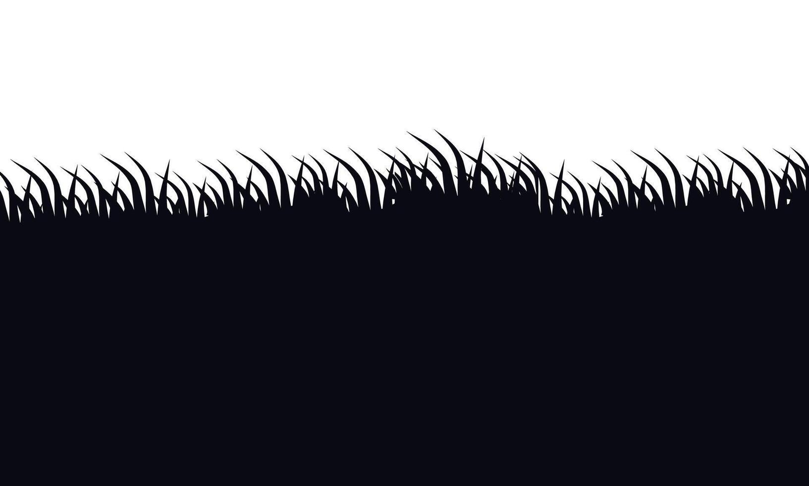 Black Grass Border And Isolated White Background vector