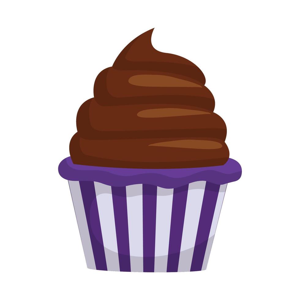 Cupcake with chocolate glaze on white backgound vector