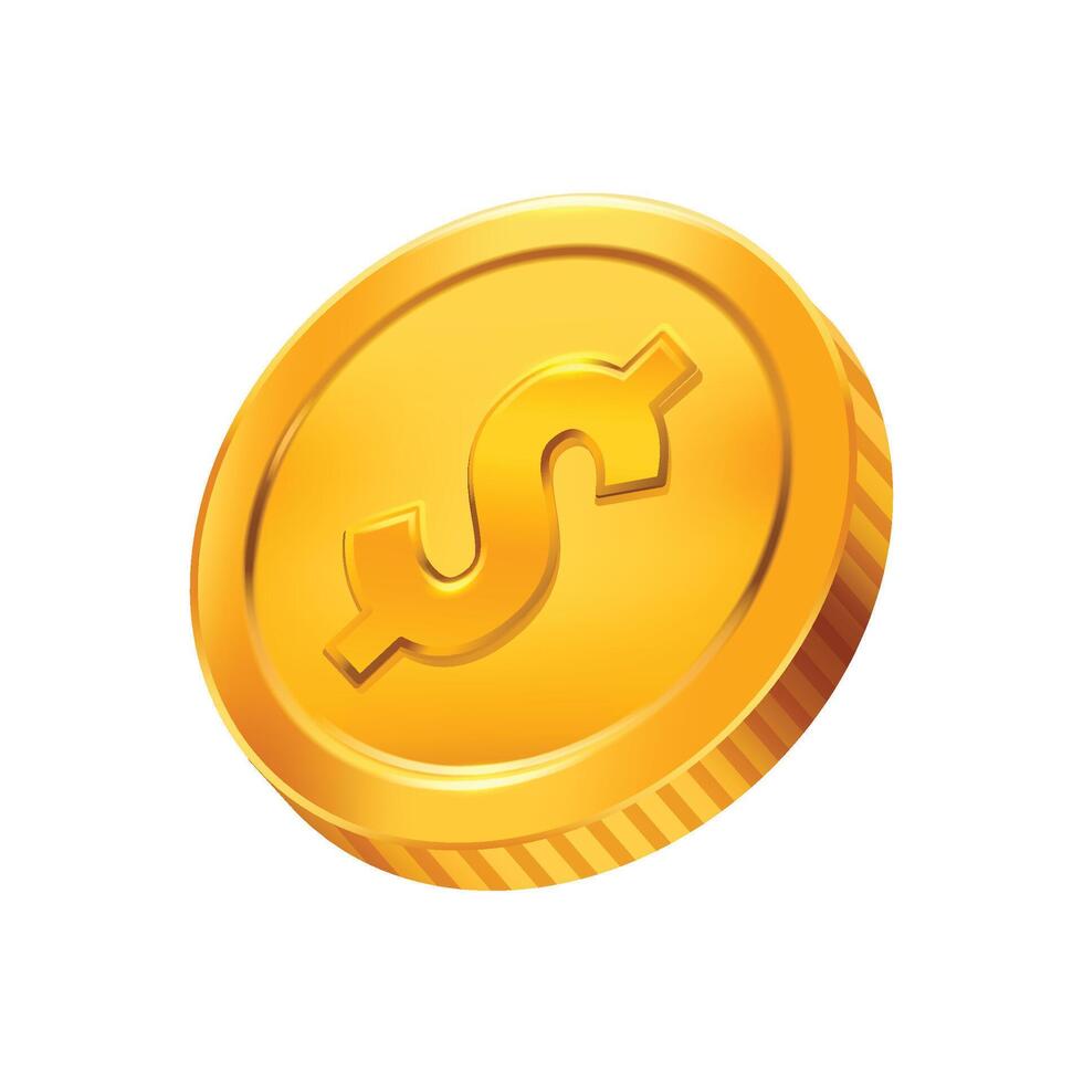 Dollar Gold Coin 3D Illustration on white background vector