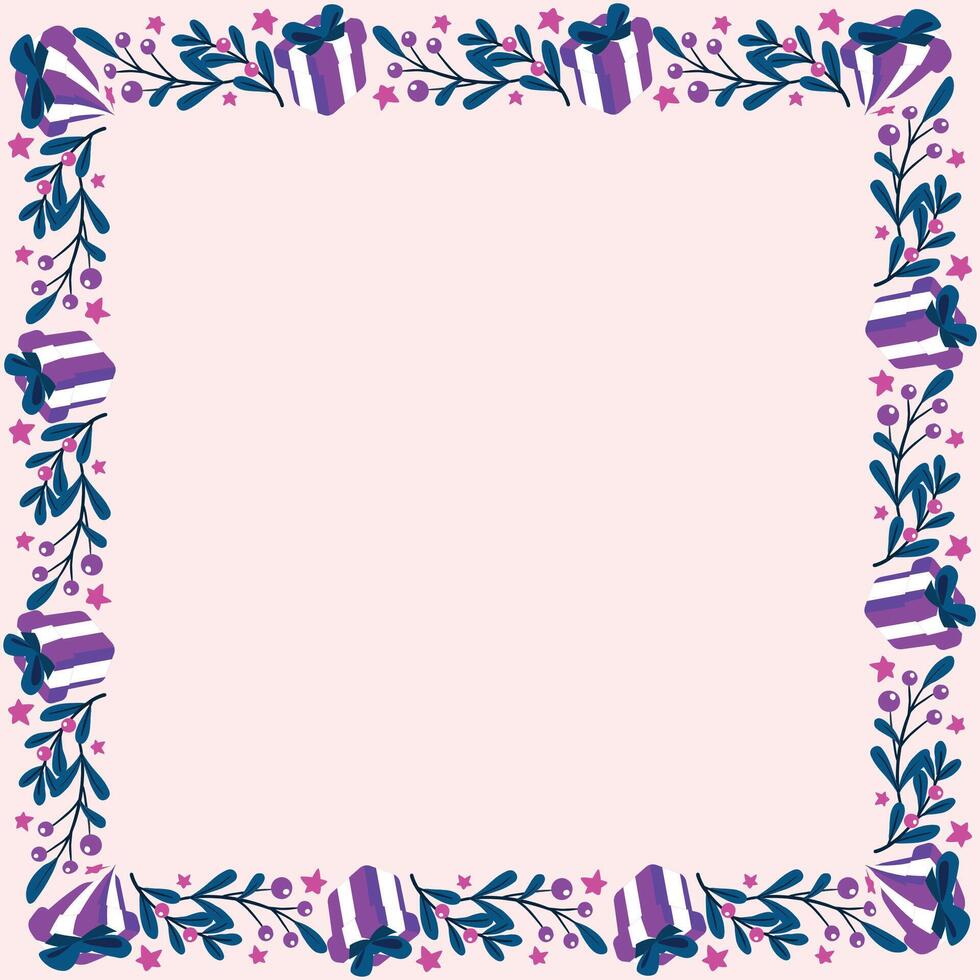 Frame template for christmas season celebration, christmas wreath concept vector
