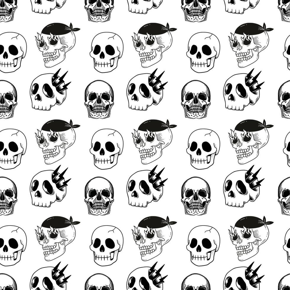 Skulls Party Seamless Pattern Design vector