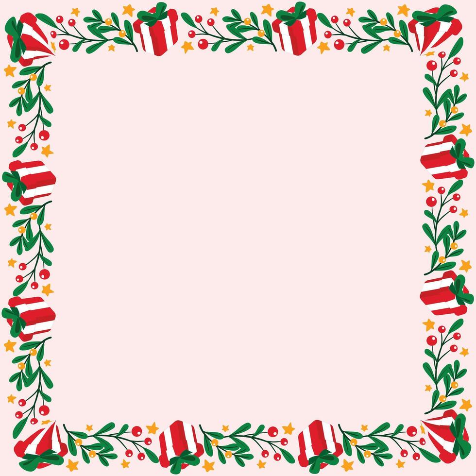 Frame template for christmas season celebration, christmas wreath concept vector