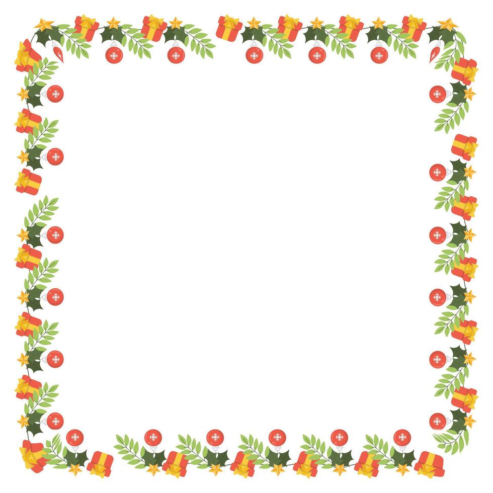 Frame template for christmas season celebration, christmas wreath concept vector
