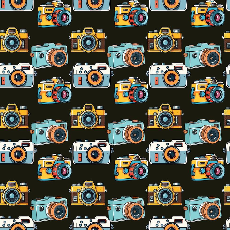 Retro Cameras Seamless Pattern Design vector