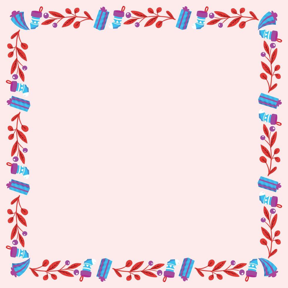 Frame template for christmas season celebration, christmas wreath concept vector