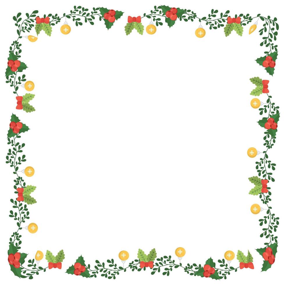 Frame template for christmas season celebration, christmas wreath concept vector