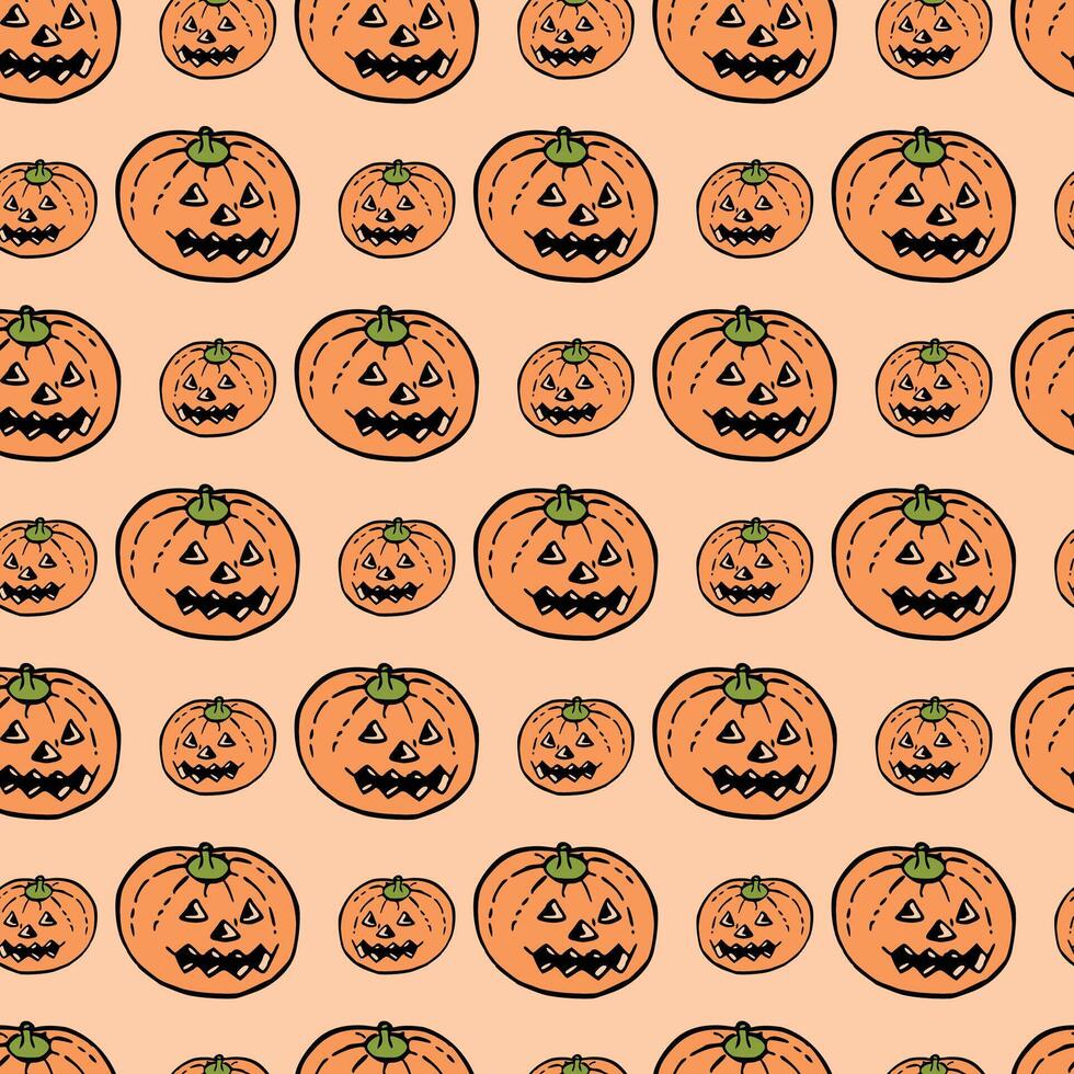 Pumpkin Heads White Seamless Pattern Design vector