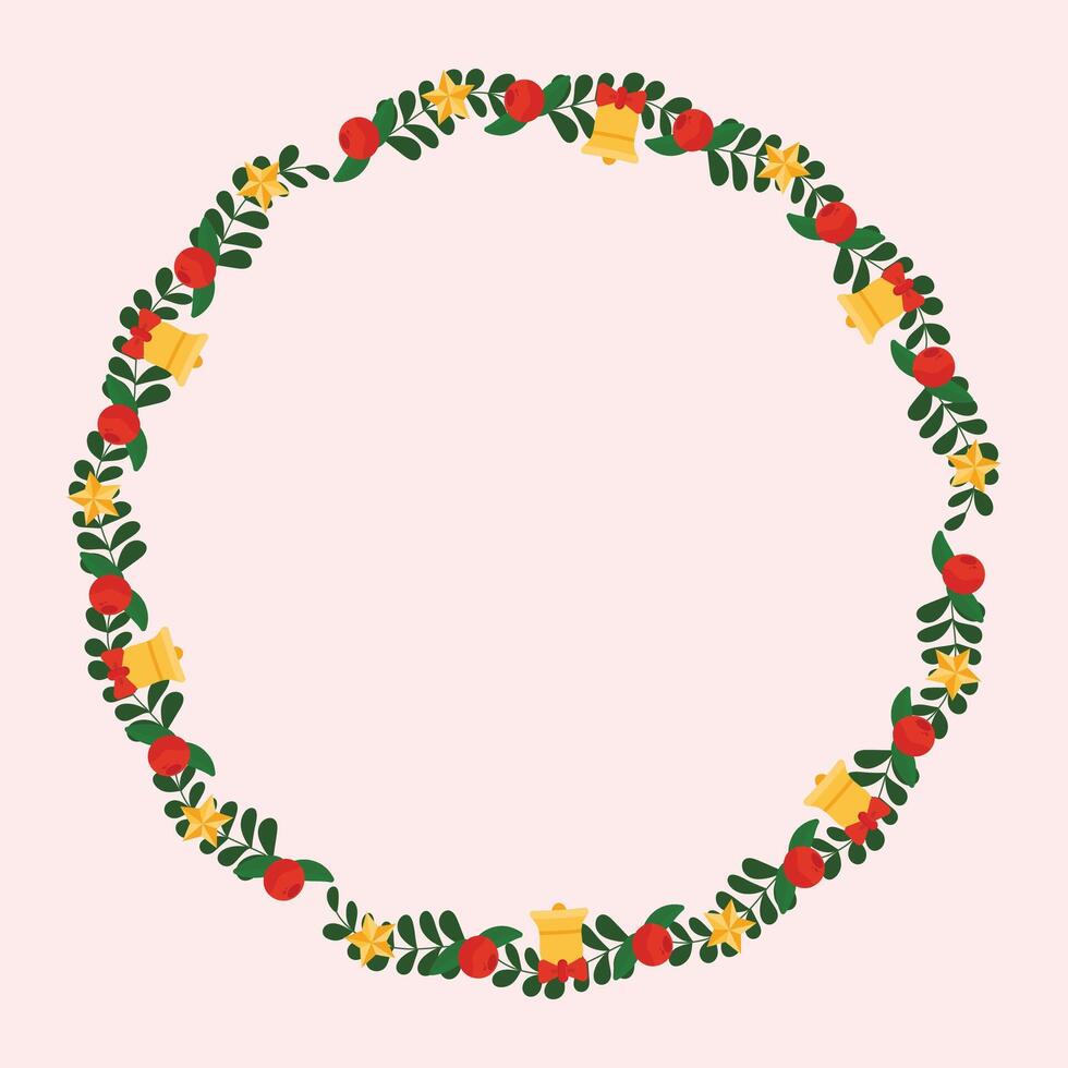 Frame template for christmas season celebration, christmas wreath concept vector