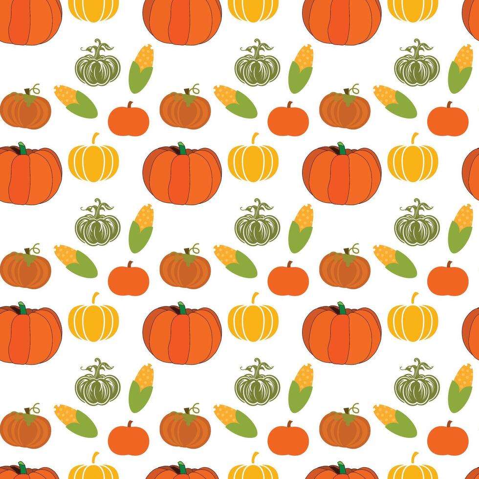 Pumpkin Variations With Corn Seamless Pattern Design vector