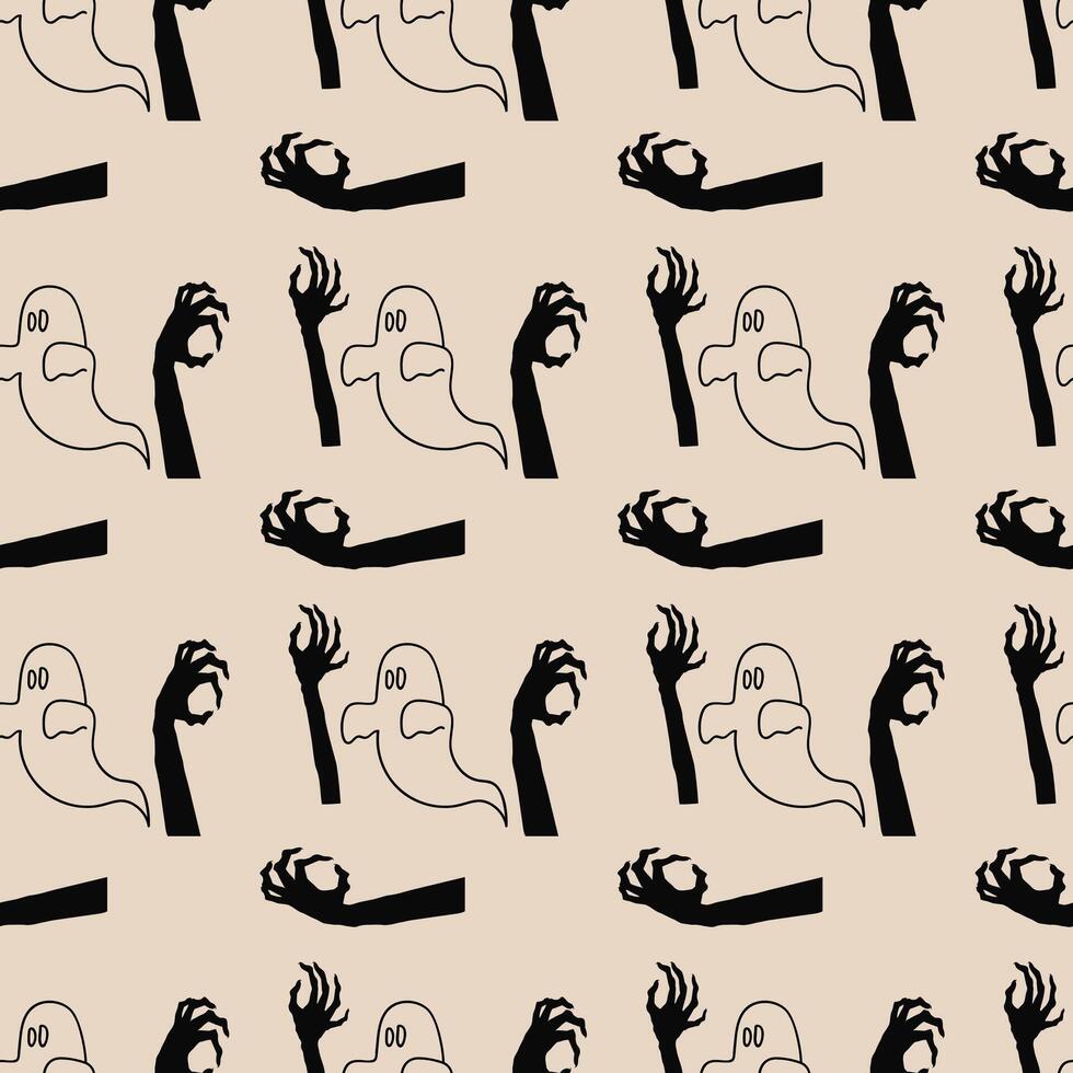 Zombie Hands Seamless Pattern Design vector