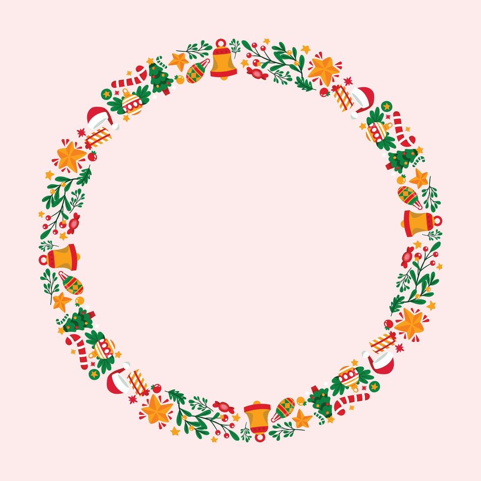 Frame template for christmas season celebration, christmas wreath concept vector