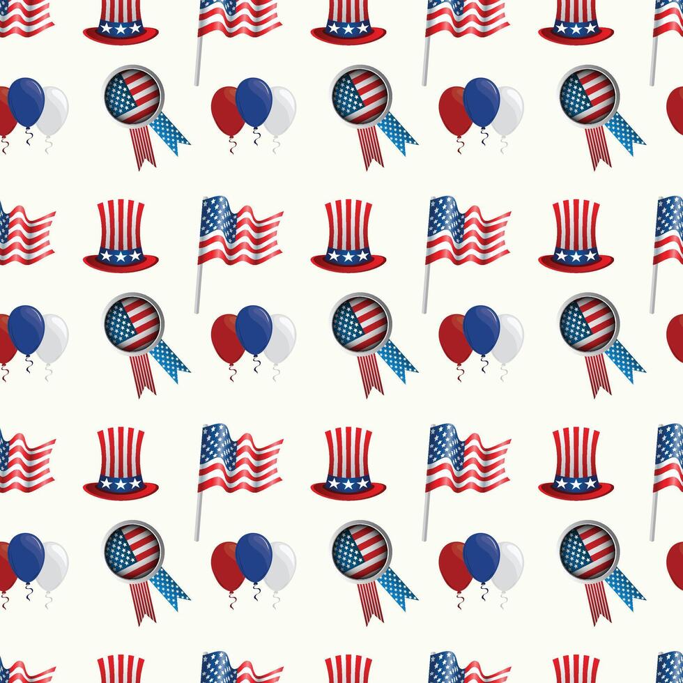 Seamless pattern in american national colors. Holiday decorative background vector