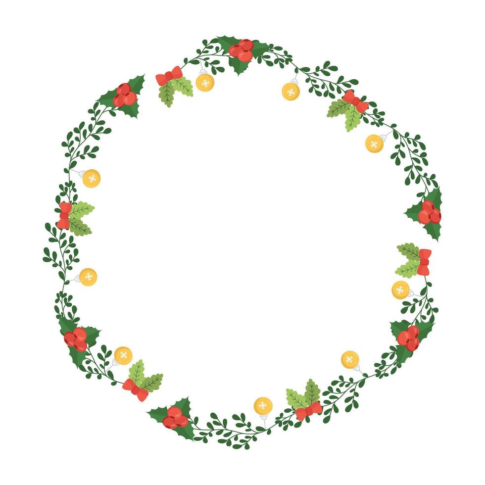 Frame template for christmas season celebration, christmas wreath concept vector