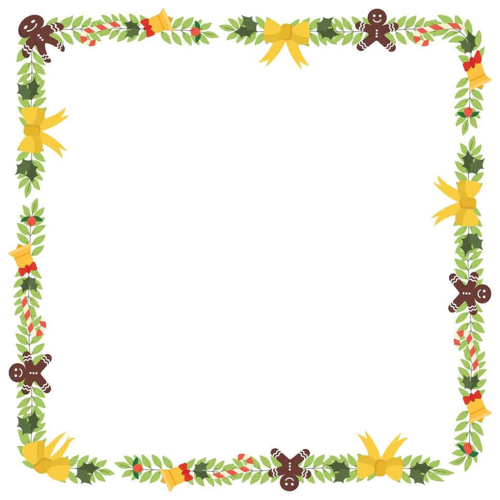 Frame template for christmas season celebration, christmas wreath concept vector