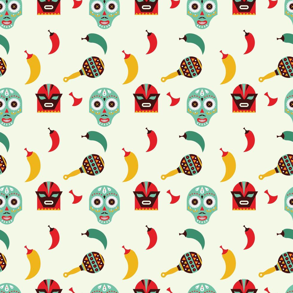 Viva Mexico Seamless Pattern Design vector