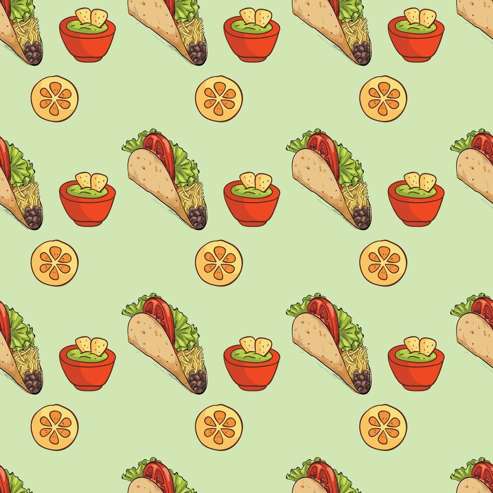 Tacos And Burritos Seamless Pattern Design vector