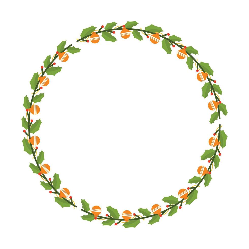 Frame template for christmas season celebration, christmas wreath concept vector