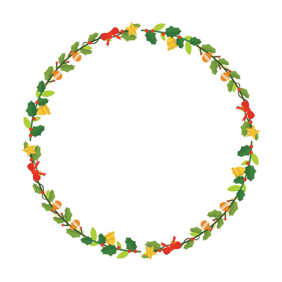 Frame template for christmas season celebration, christmas wreath concept vector